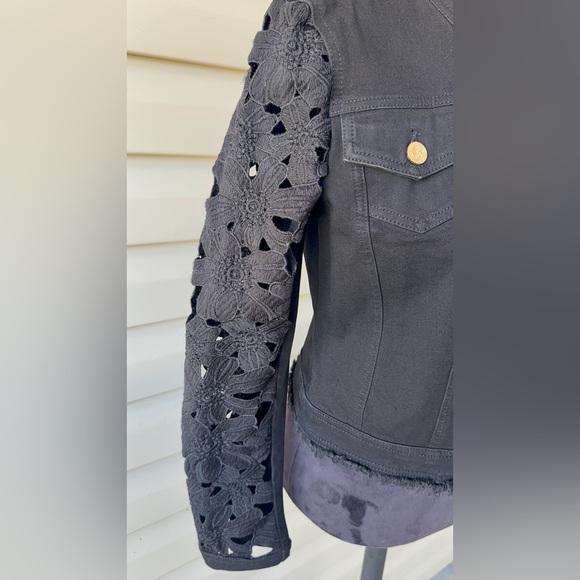 Nygärd Denim Black Jacket S/P statement sleeves‎ floral embroidery - Picture 6 of 6
